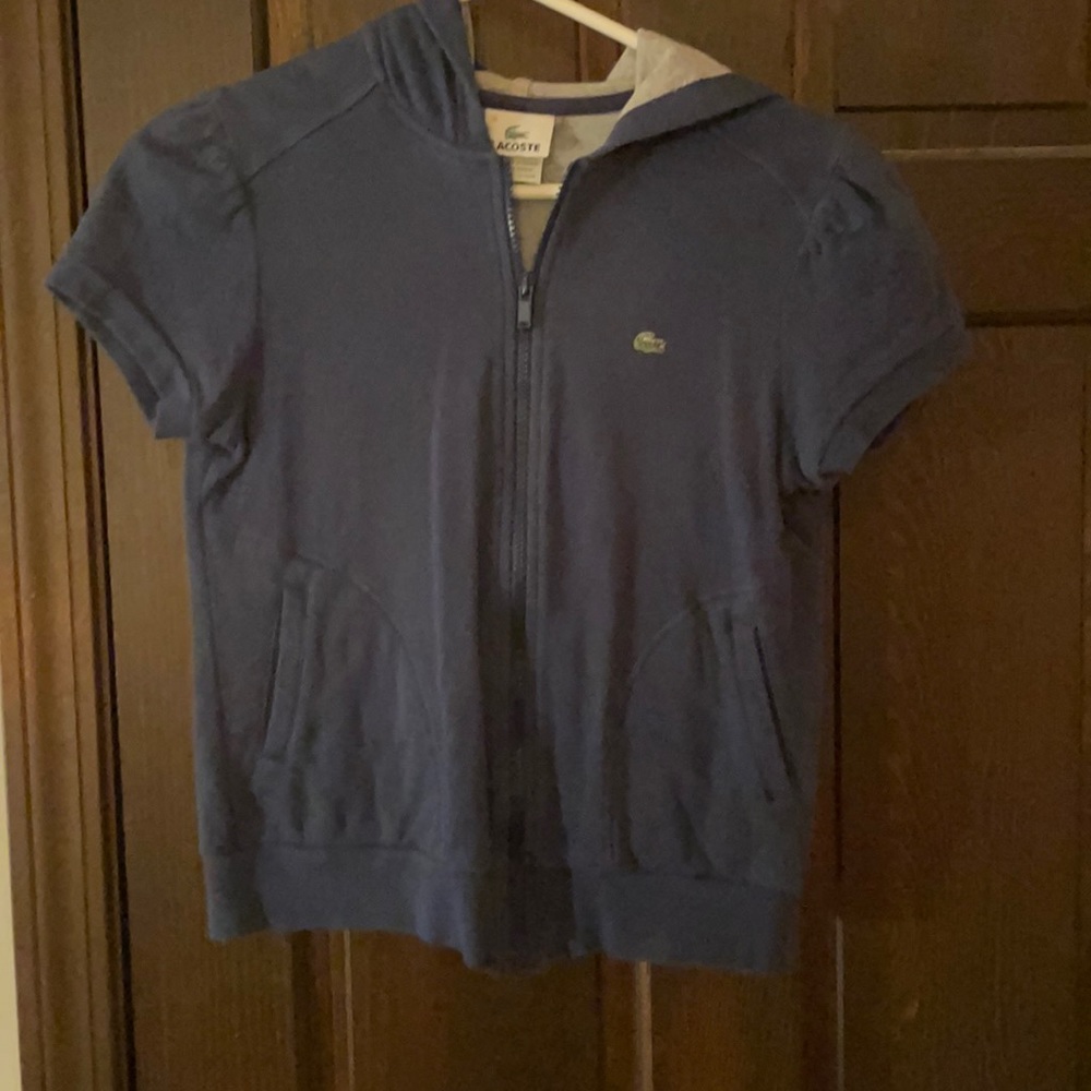 Lacoste Navy Blue Zip Up Short Sleeve
